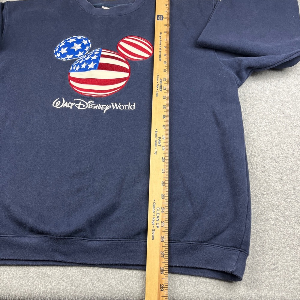 Walt Disney World Sweatshirt Men XL Navy Blue Patriotic Mickey Mouse Embroidered - Picture 5 of 7